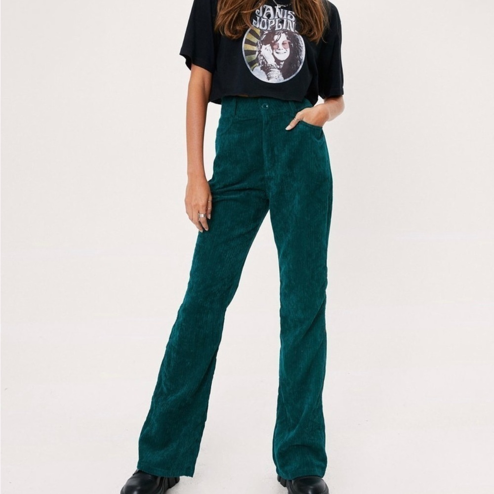 Nastygal Premium Cord Green corduroy flare pants